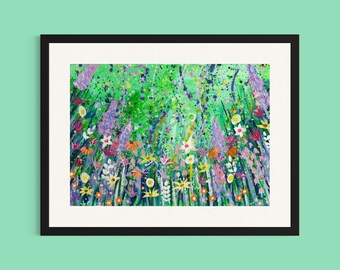 Wildflowers Art Print, ‘Floral Festival’, Bright Flower Art, Colourful Decor, Abstract Painting, Flower Decor, Floral Gifts For Her,