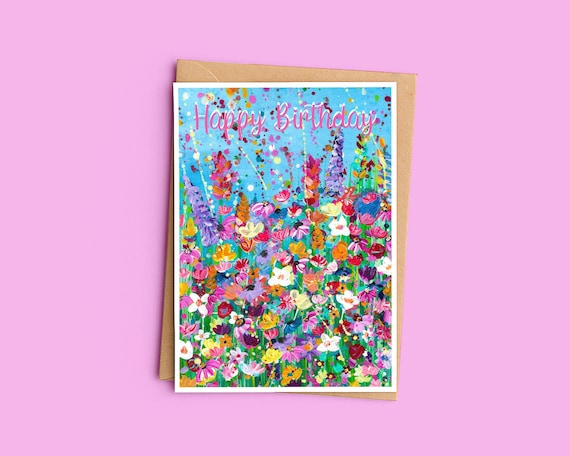 Vibrant Wildflowers Birthday Card