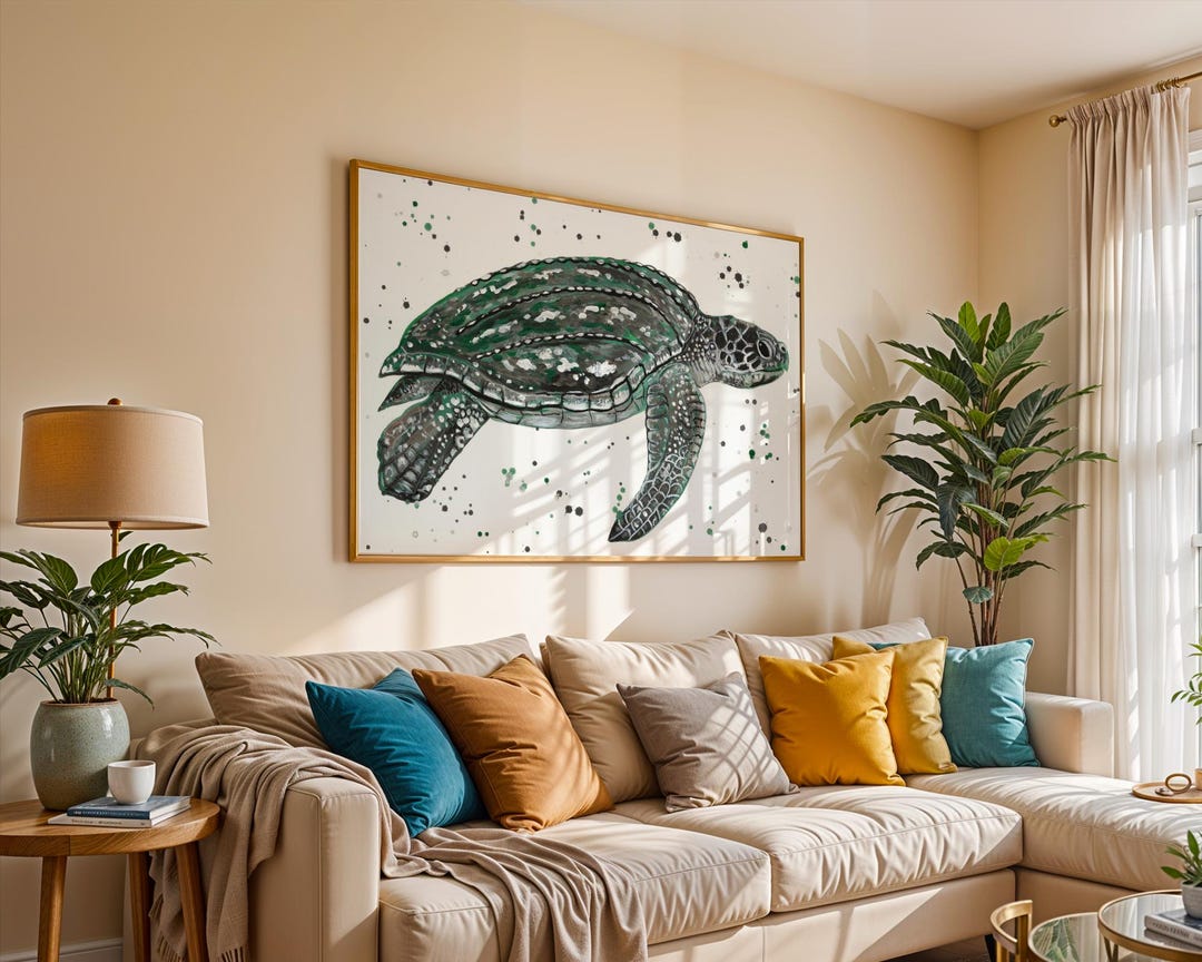 Leatherback Sea Turtle Art Print ‘fabian’ : Coastal Wall Decor - Etsy
