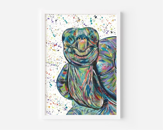 Galapagos Tortoise Painting ‘Otis’, An Original Abstract Acrylic Painting of a Giant Turtle by Emma LC, Turtle Decor, Unique Painting,
