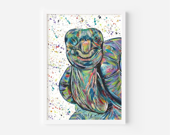 Galapagos Tortoise Painting ‘Otis’, An Original Abstract Acrylic Painting of a Giant Turtle by Emma LC, Turtle Decor, Unique Painting,