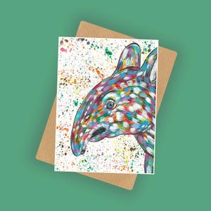 Carte tapir, carte de voeux vierge, carte d'anniversaire, carte tapir arc-en-ciel, motif animalier, carte pour toutes les occasions, carte A6, cartes animaux,