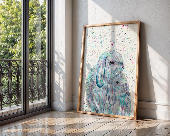 Mum and Baby Bunny Art Print