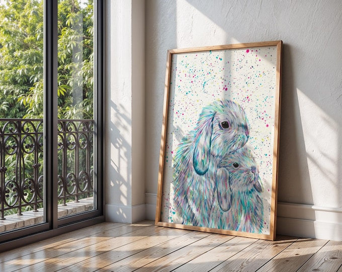 Mum and Baby Bunny Art Print