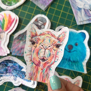 Adesivo cammello felice, adesivo in vinile con animali, lavoretti per bambini, adesivo per diario, adesivi divertenti con animali selvatici, decalcomania, scrapbooking