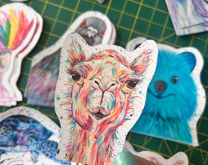 Happy Camel Sticker, Vinyl Animal Decal, Kids Crafting, Journal Sticker, Fun Wildlife Stickers, Decal, Scrapbooking
