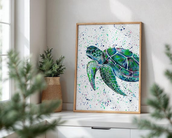 Sea Turtle Art Print ‘Lenny’