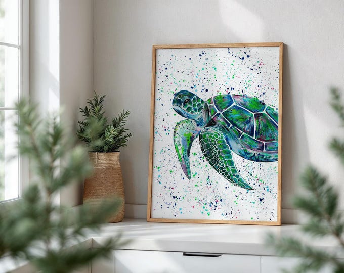 Sea Turtle Art Print ‘Lenny’