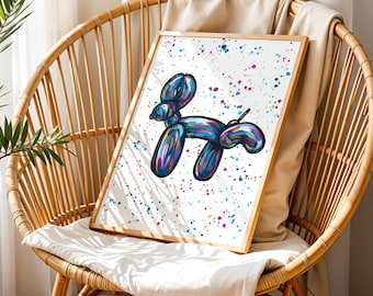 Funny Balloon Dog Art Print: Quirky Bathroom Toilet Decor