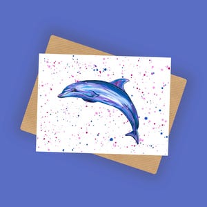 Dolphin Greeting Card ‘Hope’, A6 10x15cm Blank Inside for any Message, Sea Life Birthday Card, Wildlife Print Card, Ocean Life