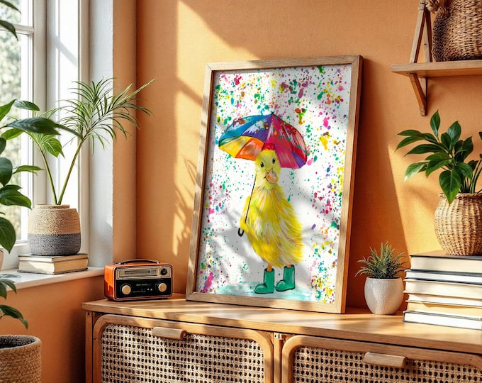 Umbrella Duckling Art Print