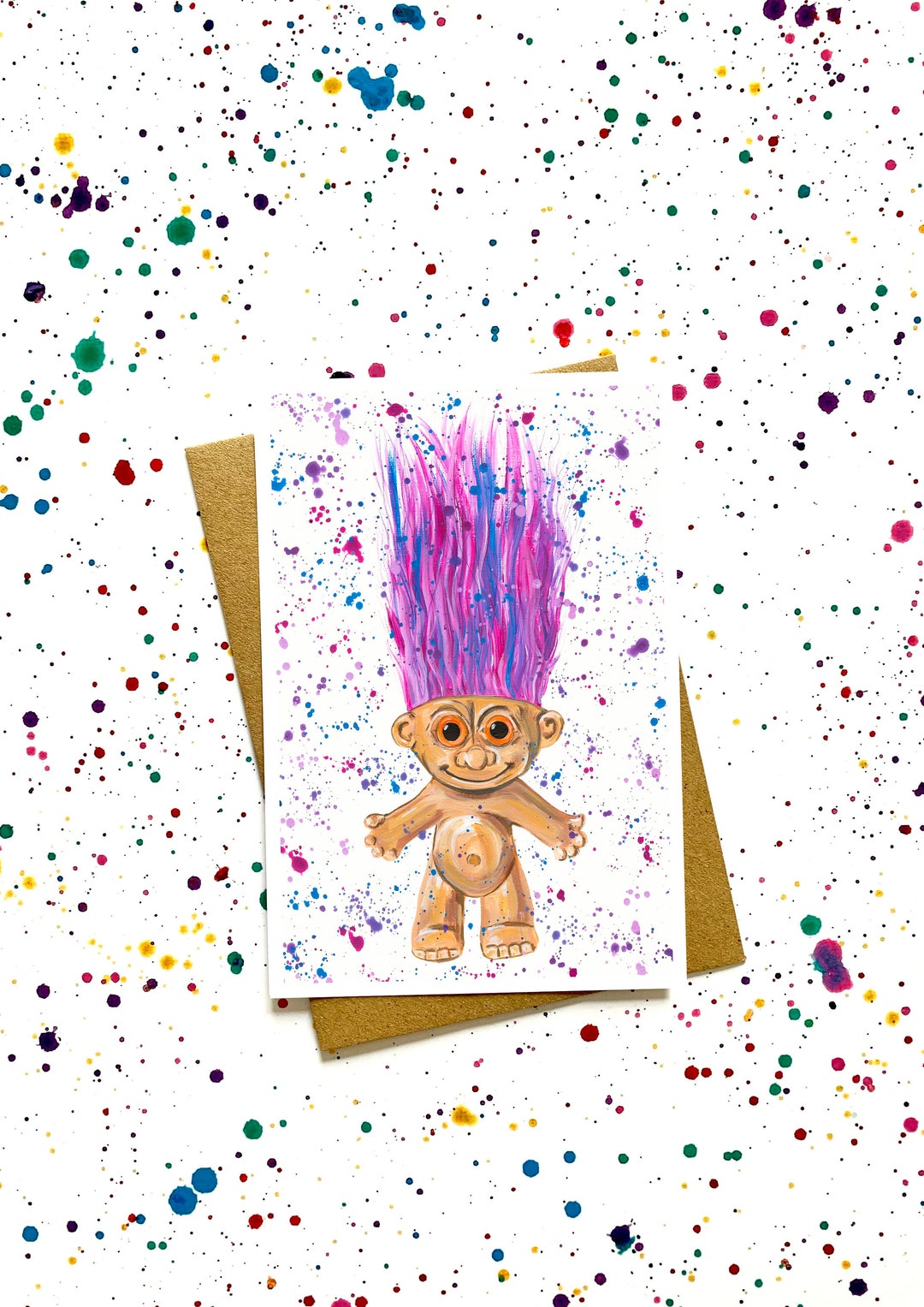 Troll Card, Birthday Card, Greetings Card, Blank Card, Born in the 80s ...