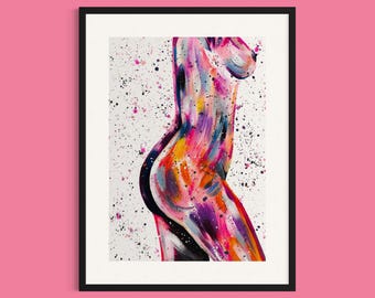 Custom Hand Painted Human Portrait, Pregnancy Painting, Nude Body Painting, Body Positivity Art, Celebrate Curves, Plus Size Portrait