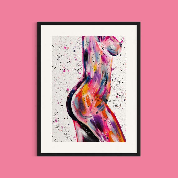 Custom Hand Painted Human Portrait, Pregnancy Painting, Nude Body Painting, Body Positivity Art, Celebrate Curves, Plus Size Portrait