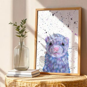 Ferret Art Print: Quirky 'Daisy' Animal Painting