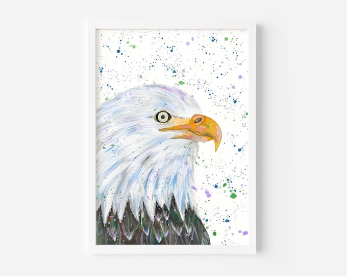 Bald Eagle Painting, ‘Xavier’, An original Acrylic Painting of an Eagle by Emma LC, American Eagle, Eagle Art, Bird Painting, Eagle Gifts