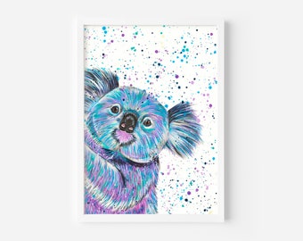 Origineel schilderij koalabeer, 'Zoey', koalakunst, koalacadeaus, woondecoratie, schattige dierenkunst, kinderkamerschilderij, unieke kunst, origineel acryl
