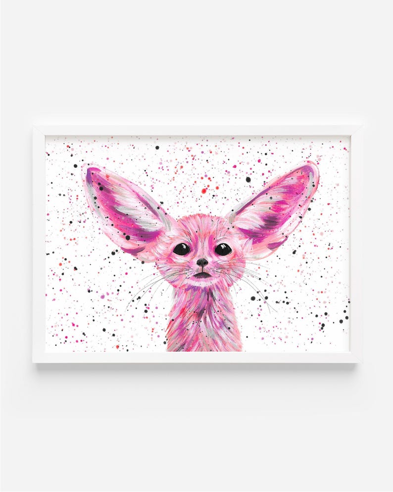 Fennec Fox Art Print: Pink Animal Painting, Nursery Decor image 4