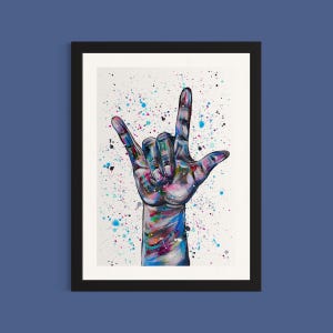 I Love You Sign Language Art Print: BSL ASL Acrylic Painting