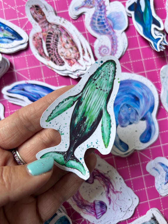 Humpback Whale Vinyl Sticker: Sea Life Animal Decal, Journal Scrapbooking