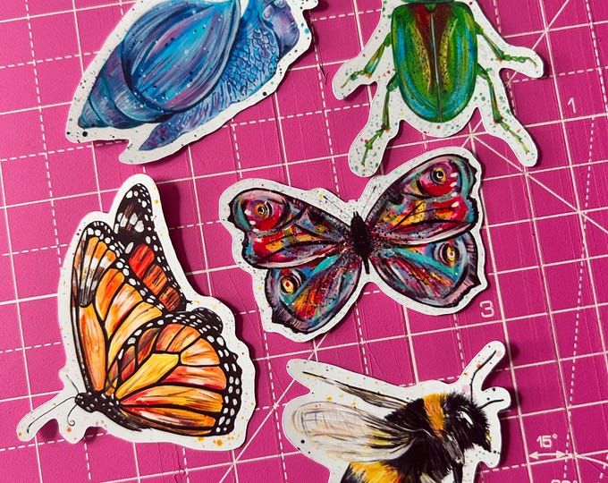 Insect Sticker Pack, 5 Designs