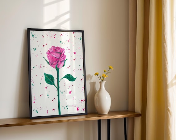 Single Pink Rose Art Print