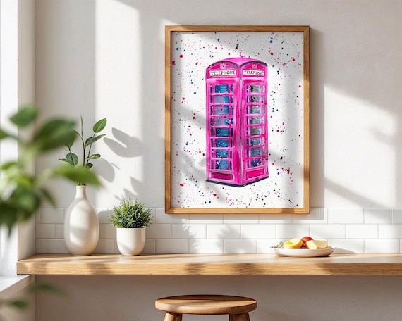 Pink Phone Box Art Print