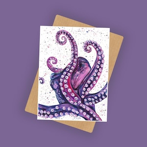 Octopus Blank Greeting Card ‘Lucille’, A6 10x15cm Blank Card, Sea Life, Marine Life, Any Occasion Card, Birthday Card, Octopus Gifts,