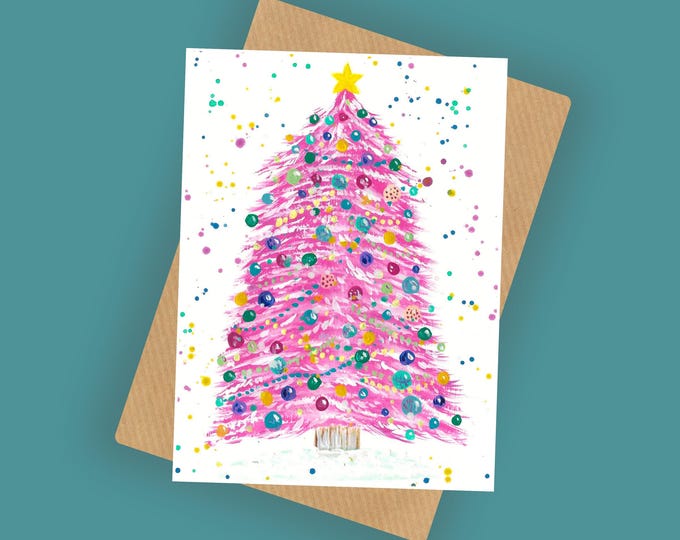 Pink Tree Christmas Card