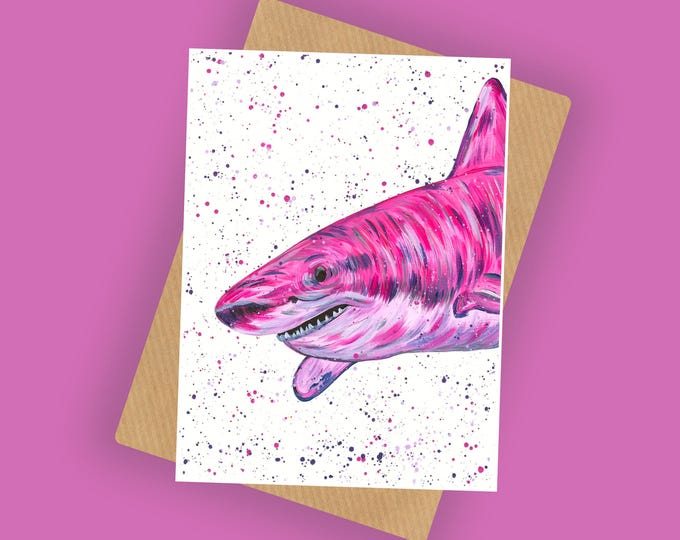 Pink Shark Greeting Card ‘Ellie’