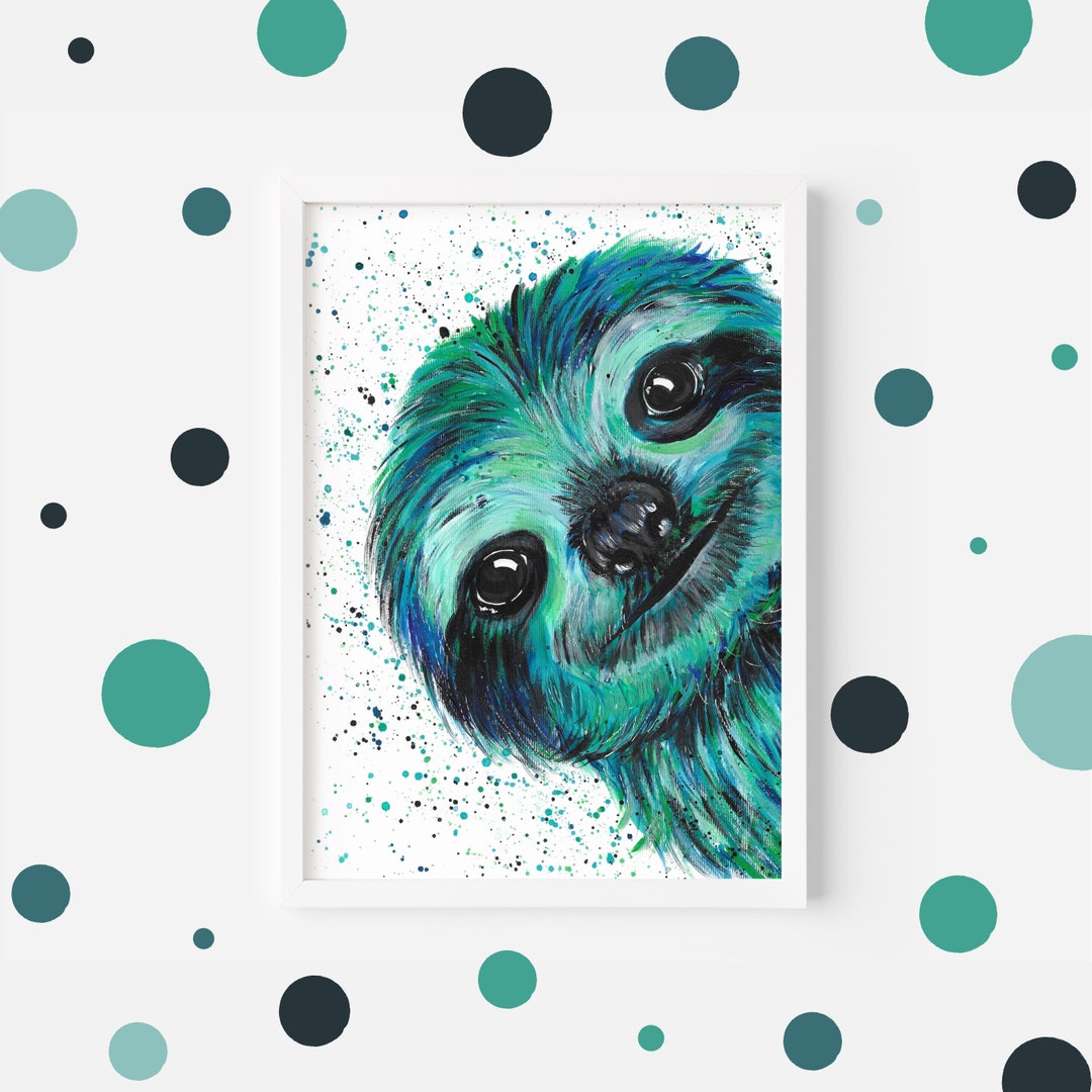 Sloth Art Print otto Colourful Animal Wall Art Sloth picture pic