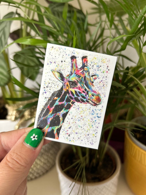 Rainbow Giraffe Vinyl Sticker, Colourful Decal