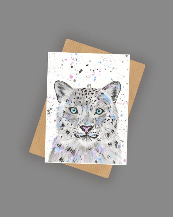 Snow Leopard Blank Greeting Card ‘Nix’