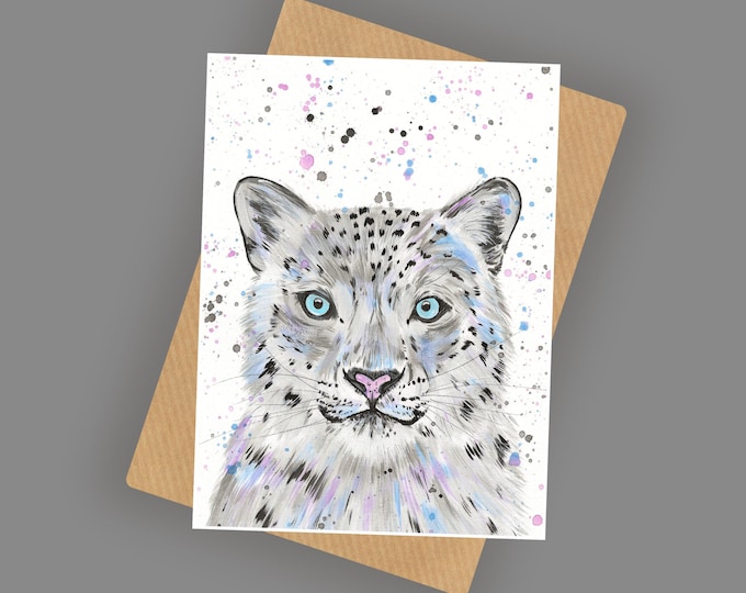Snow Leopard Blank Greeting Card ‘Nix’