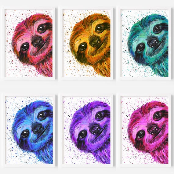 Colourful Sloth Art Print ‘Otto’
