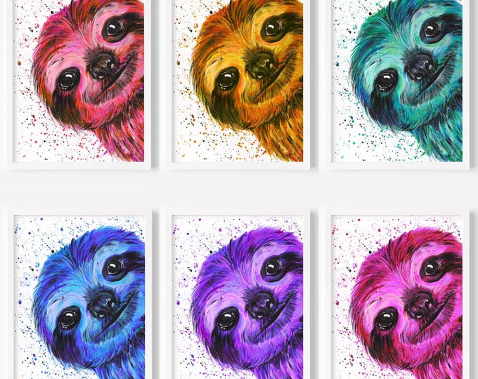 Colourful Sloth Art Print ‘Otto’
