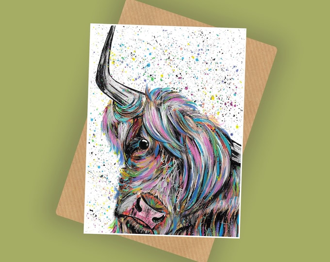Highland Cow Blank Greeting Card ‘Annie’