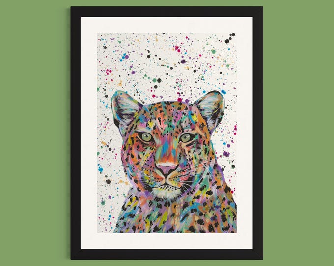 Colourful Leopard Art Print ‘Chester’