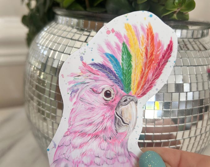Pride Cockatoo Sticker, Pride Celebration, Glossy Vinyl Bird Decal, LGBTQIA Notebook Sticker, Rainbow Wildlife Stickers, Decal, Scrapbooking