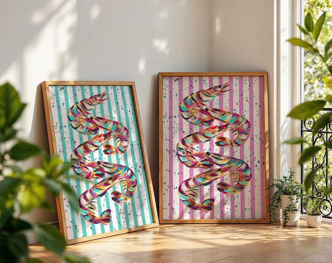 Stripy Prawns Art Print
