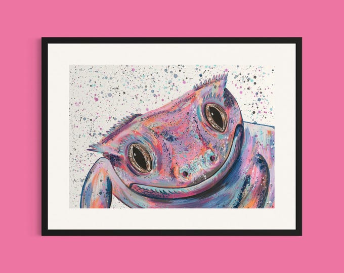 Crested Gecko Art Print ‘Mabel’