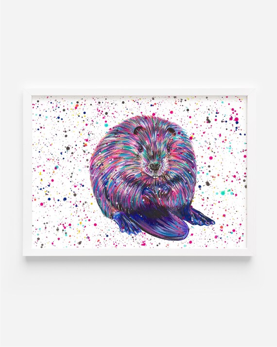 Beaver Painting ‘Barnaby’, An Original Abstract Acrylic Painting by Emma LC, Original Art, Wildlife Art, Abstract Art, Amazing Beaver Gift,
