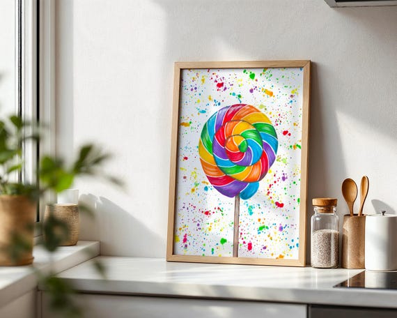 Rainbow Swirl Lolly Art Print