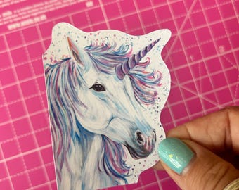 Glossy Unicorn Sticker: Mythical Animal Vinyl Decal