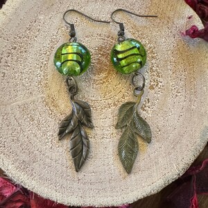 Green Leaf Earrings - Unique Craftsmanship