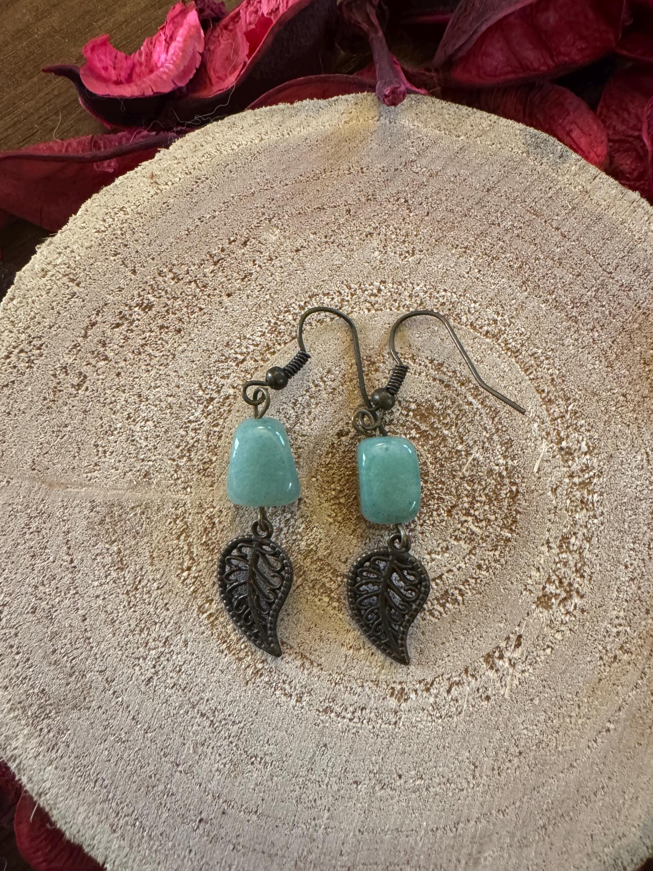 Orecchini pendenti rettangolari Boho Bali in argento sterling 925 autentico con pietra ambra - Italia
