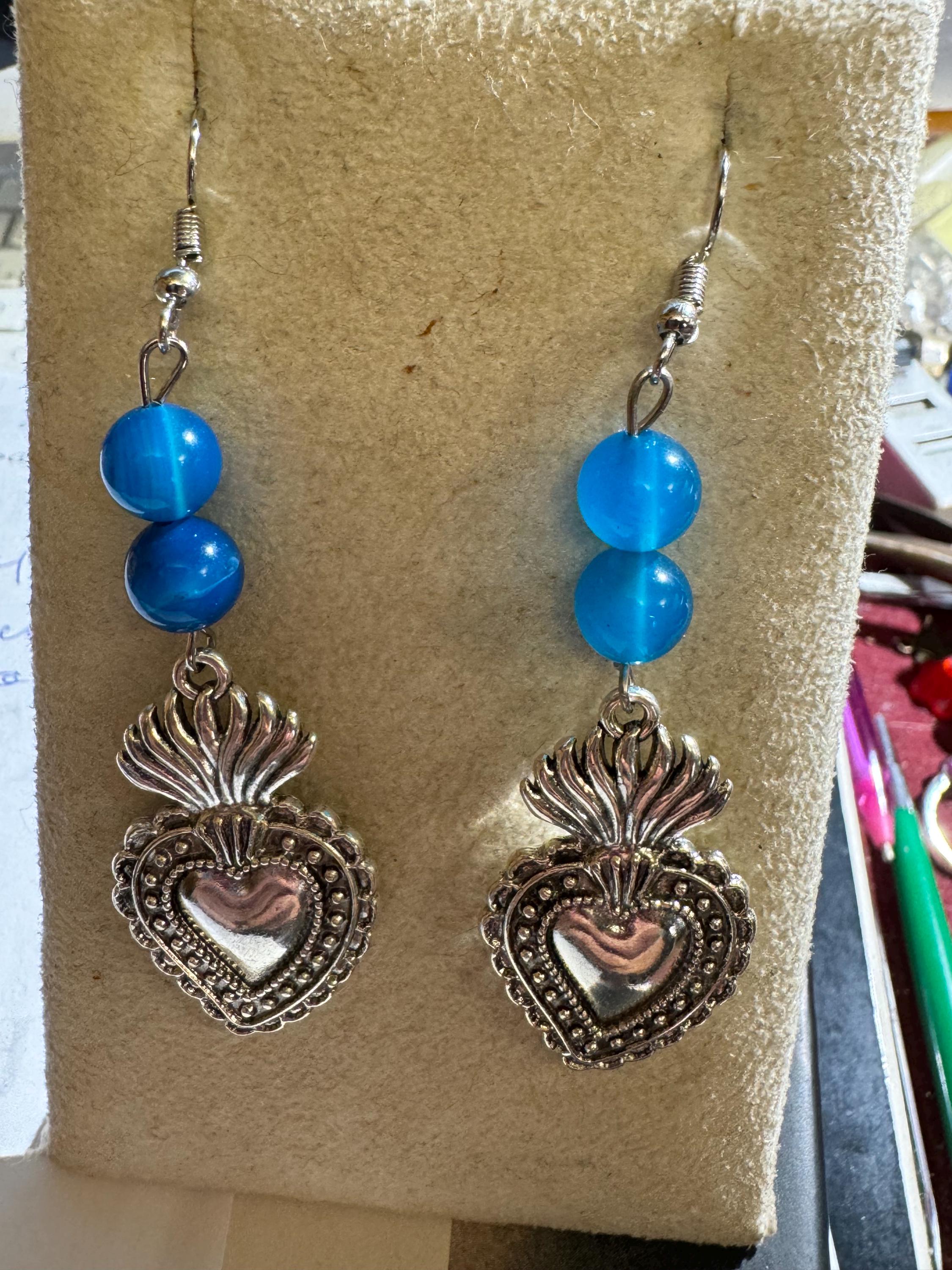 Orecchini a cerchio in argento sterling 925 con ago per l'orecchio blu