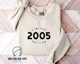 18歳の誕生日svg、限定版2005svg、誕生日svg、誕生日パーティー、Cricut用svgファイル、シルエット、Eps、Png、Dxfカッティングファイル