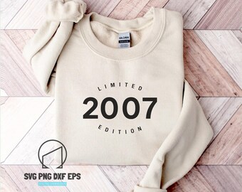 18歳の誕生日svg、限定版2007svg、誕生日svg、誕生日パーティー、Cricut用Svgファイル、シルエット、Eps、Png、Dxfカッティングファイル