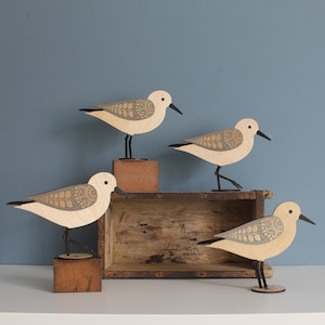 Standing Wooden Sanderling Decoration Ornament - Hand Painted